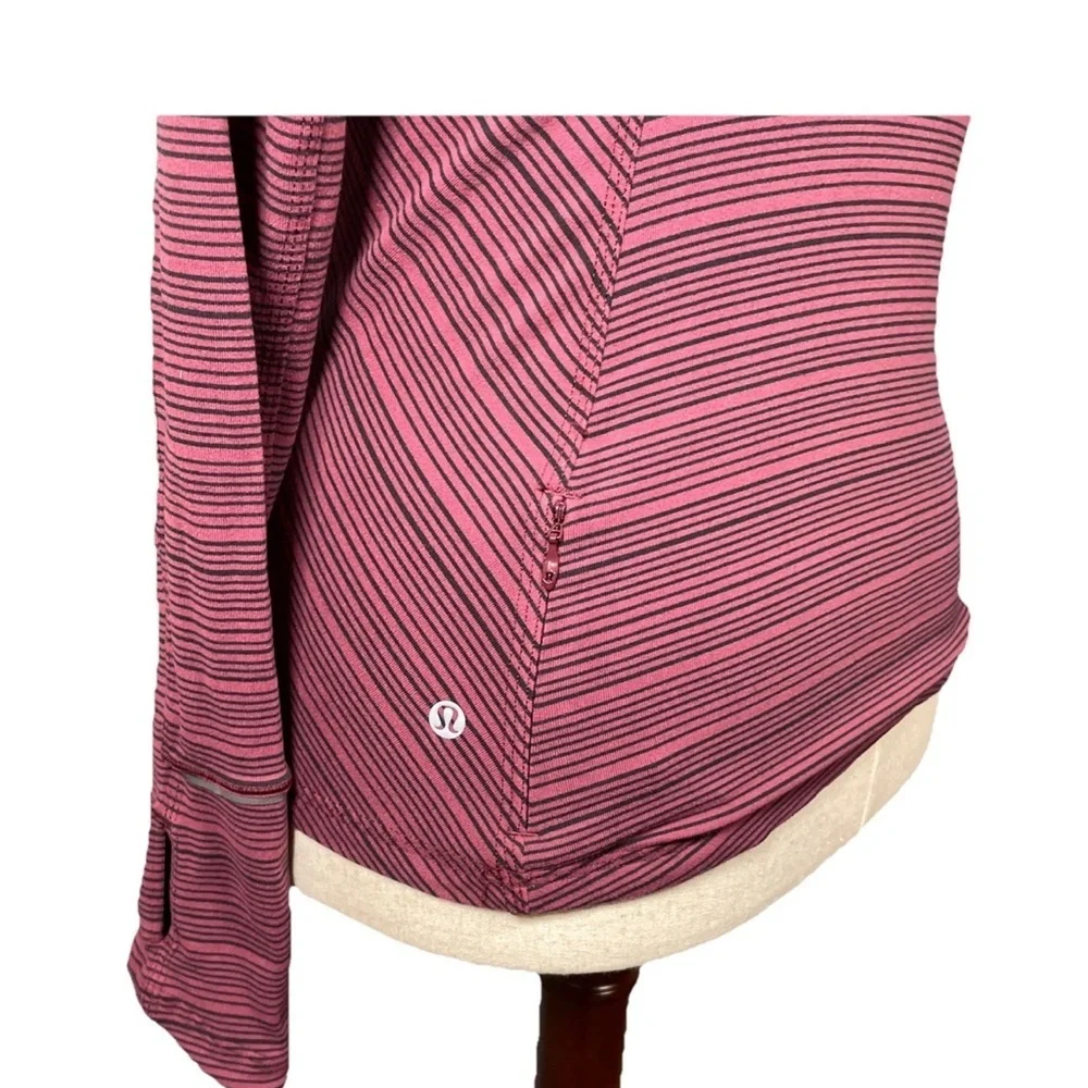 LULULEMON KANTO CATCH ME LONG SLEEVE TOP STRIPE WINE BERRY BLACK YOGA Size 6